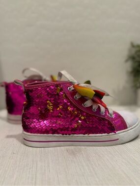 5/$25 - JOJO SIWA Kids Sequin High-Top Sneakers in Fuchsia Pink/Gold - 2